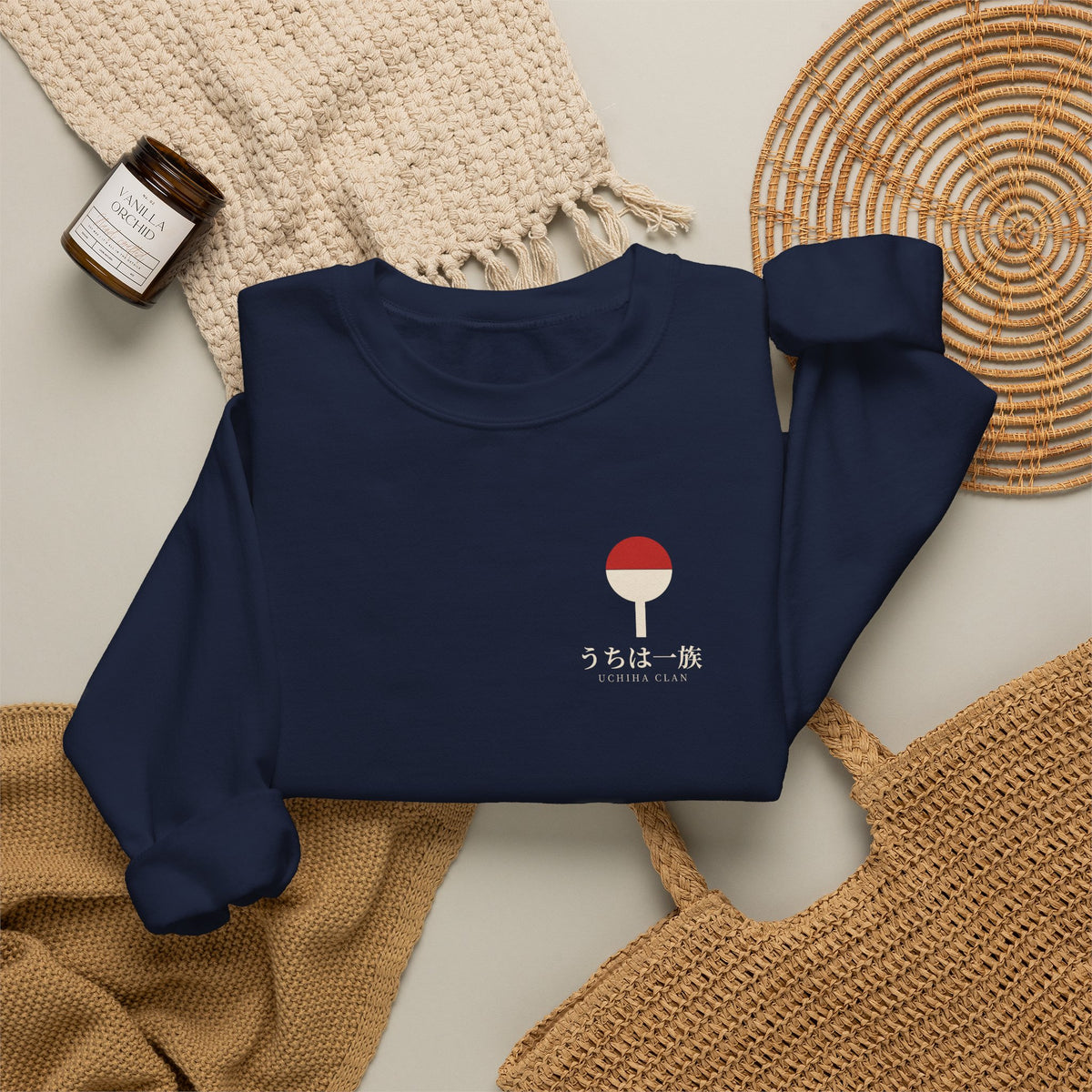 Clan Fan Crest Kanji Crewneck Sweatshirt | Inspired by the Uchiha clan of Naruto