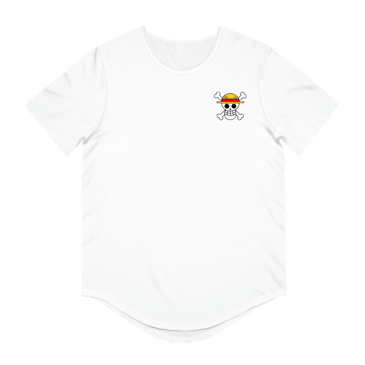 One Piece Straw Hat Men's Jersey Curved Hem Tee Shirt