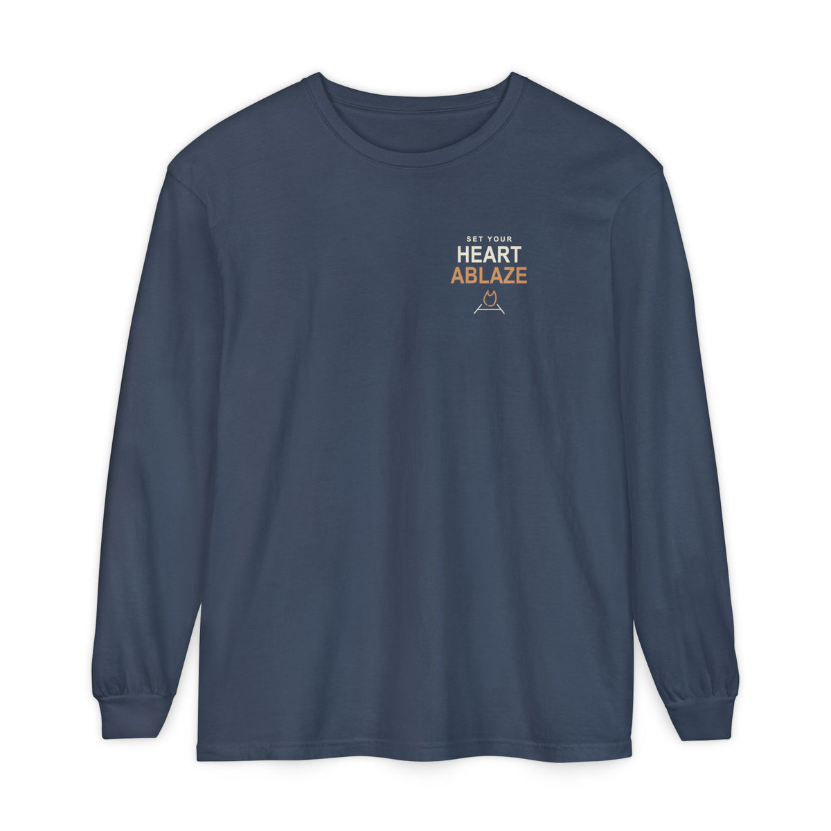 Heart Ablaze Anime Quote Long Sleeve Tee | Demon Hunter Japanese Streetwear