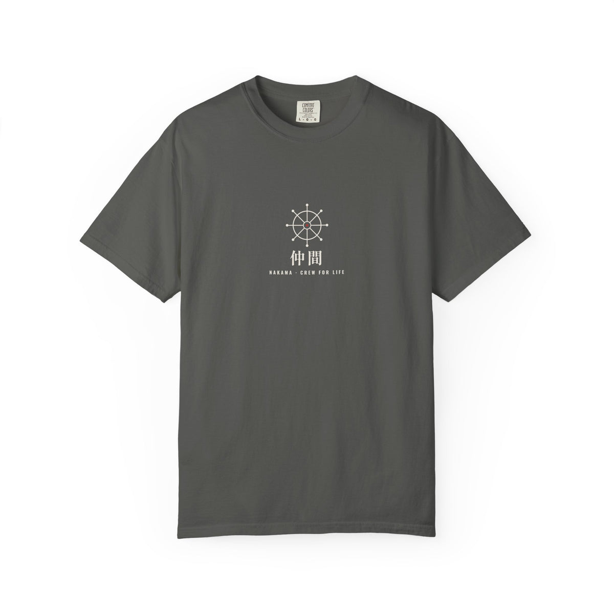 Nakama Crew Minimalist Anime Tee | Ship Wheel Kanji Pirate Streetwear Shirt