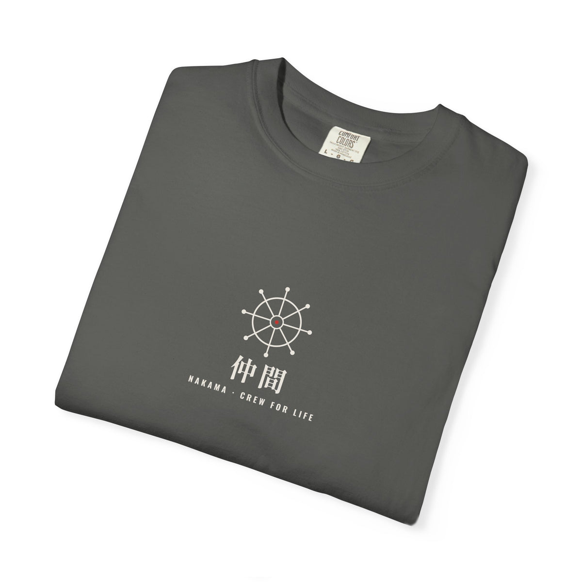Nakama Crew Minimalist Anime Tee | Ship Wheel Kanji Pirate Streetwear Shirt