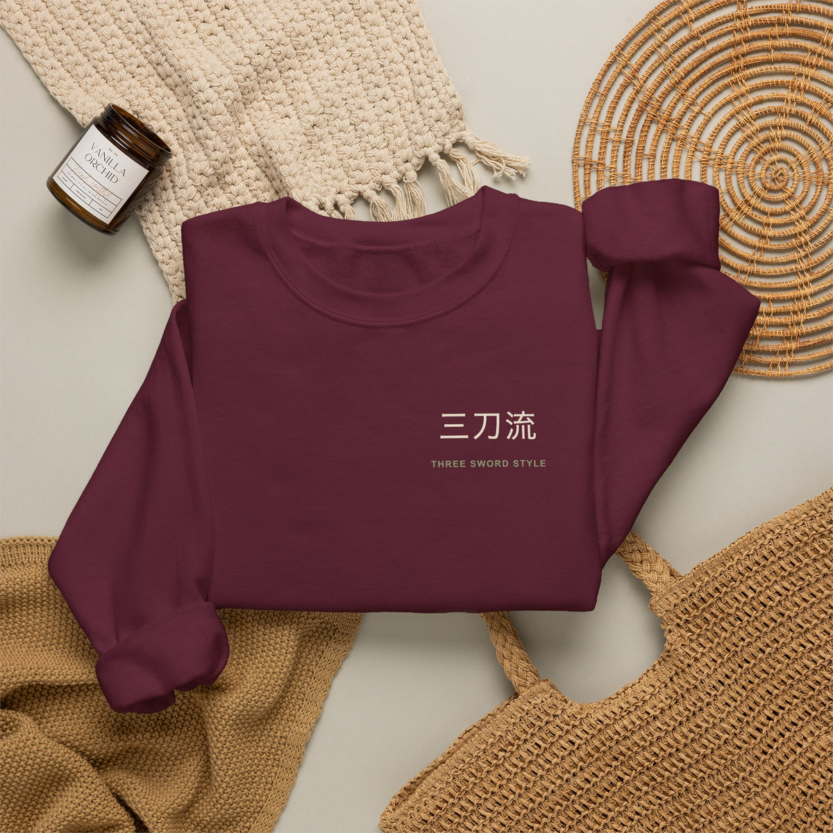 Threefold Vow Kanji Crewneck Sweatshirt | Inspired by Roronoa Zoro from One Piece