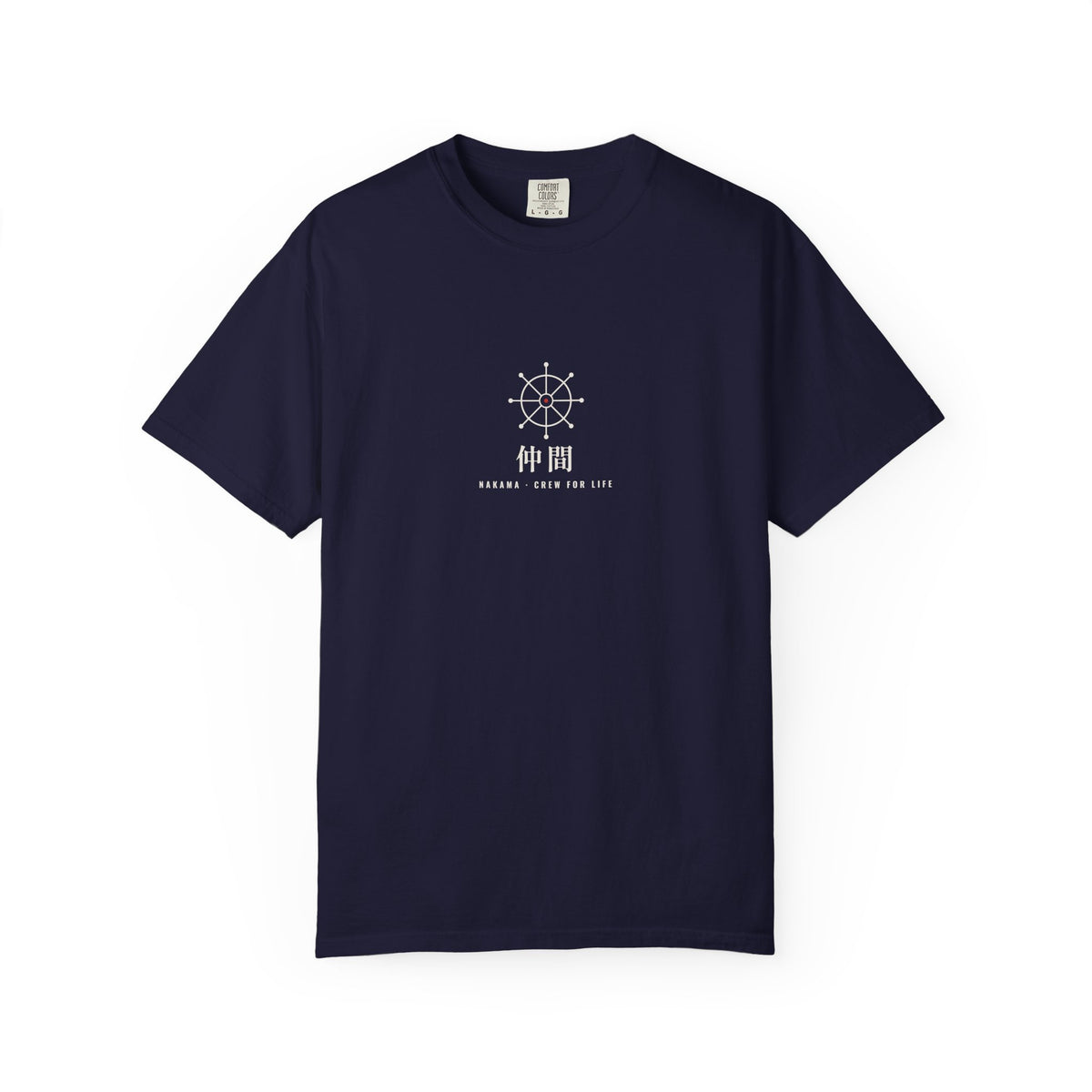 Nakama Crew Minimalist Anime Tee | Ship Wheel Kanji Pirate Streetwear Shirt
