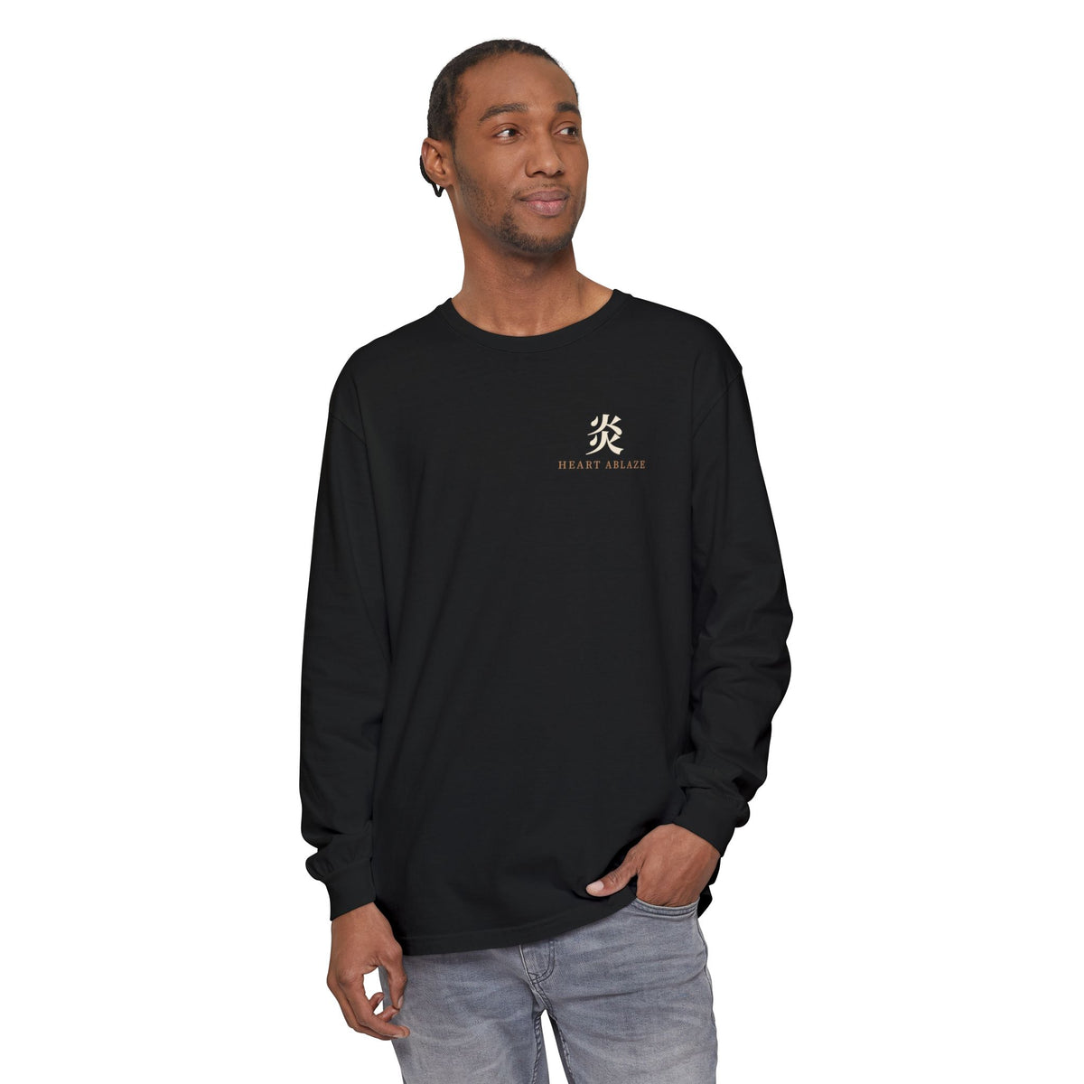 Flame Watch Kanji Anime Long Sleeve Tee | Demon Hunter Japanese Streetwear