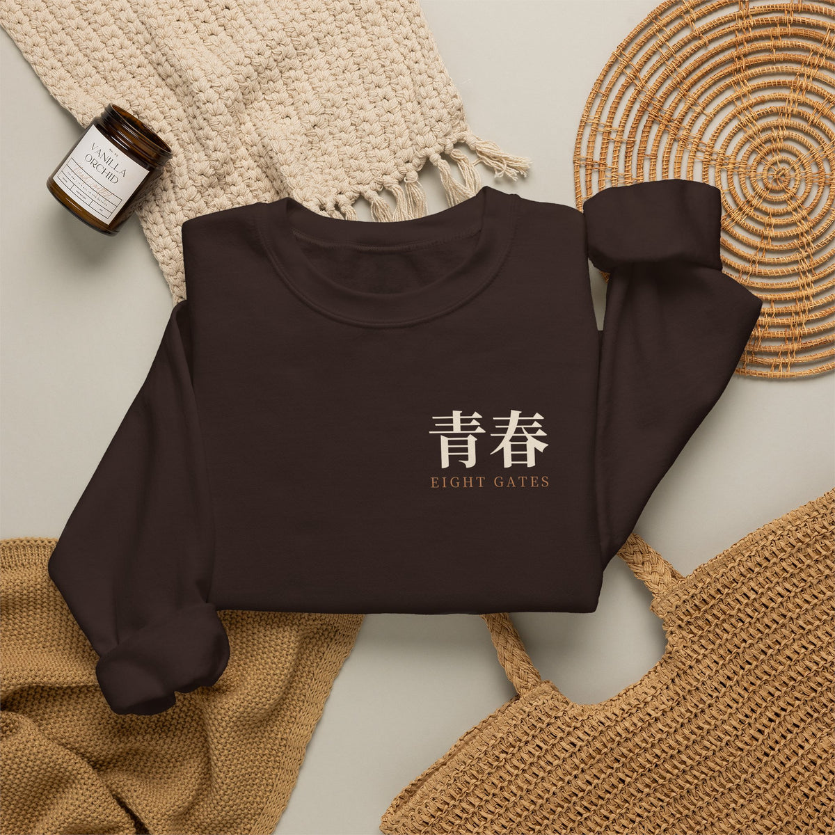 Eight Gates Training Kanji Anime Crewneck Sweatshirt | Ninja Gym Japanese Streetwear