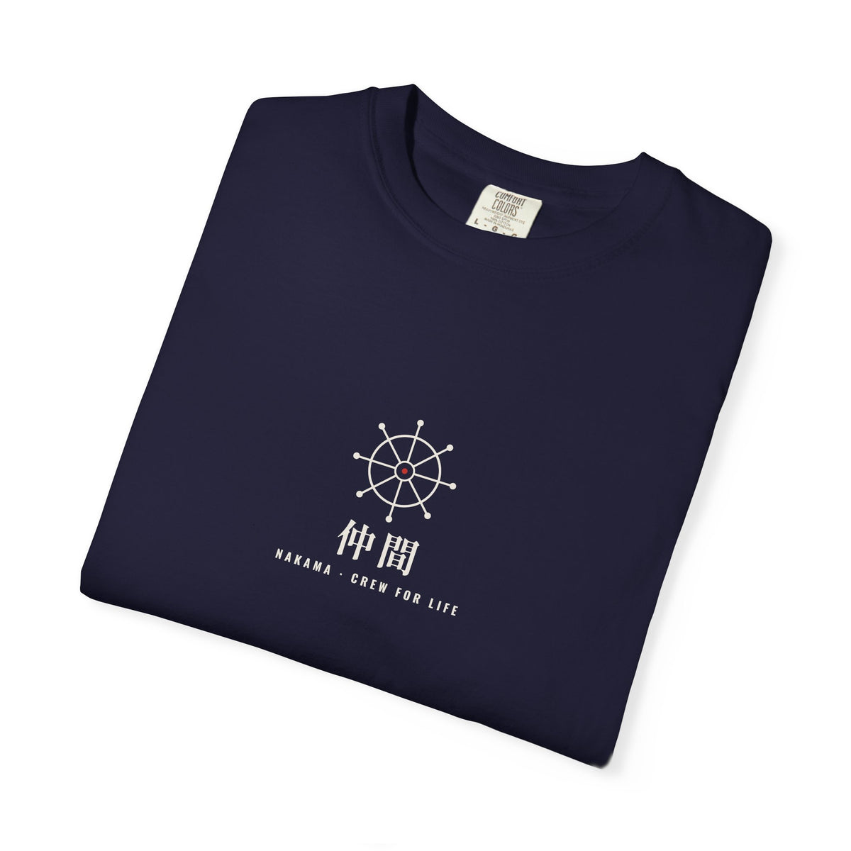 Nakama Crew Minimalist Anime Tee | Ship Wheel Kanji Pirate Streetwear Shirt
