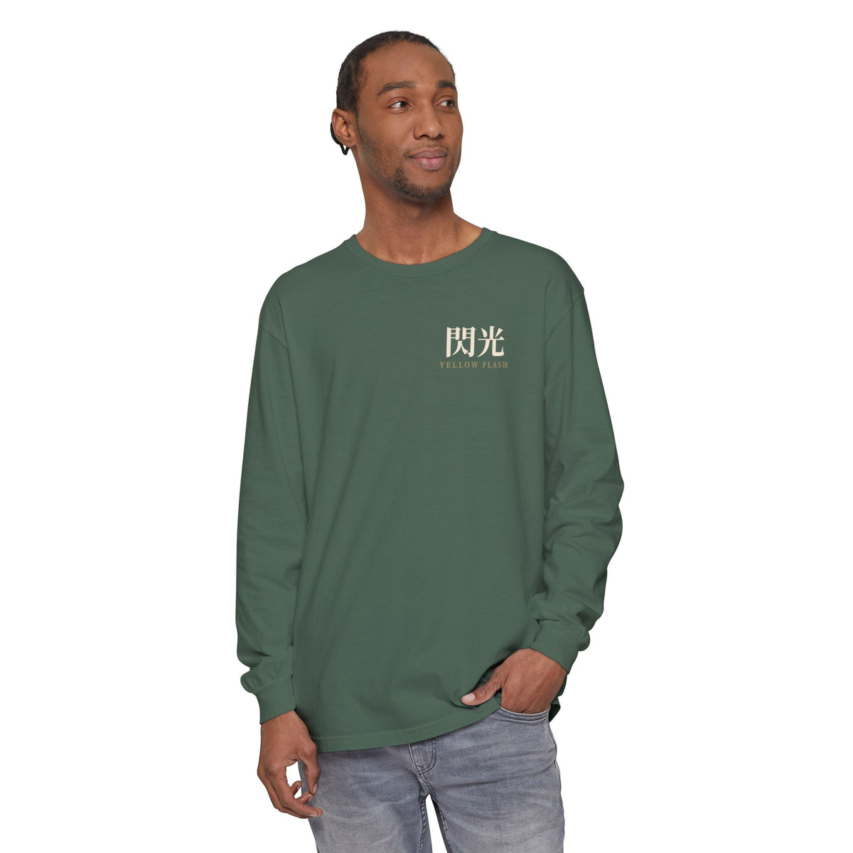 Yellow Flash Kanji Anime Long Sleeve Tee | Ninja Japanese Streetwear