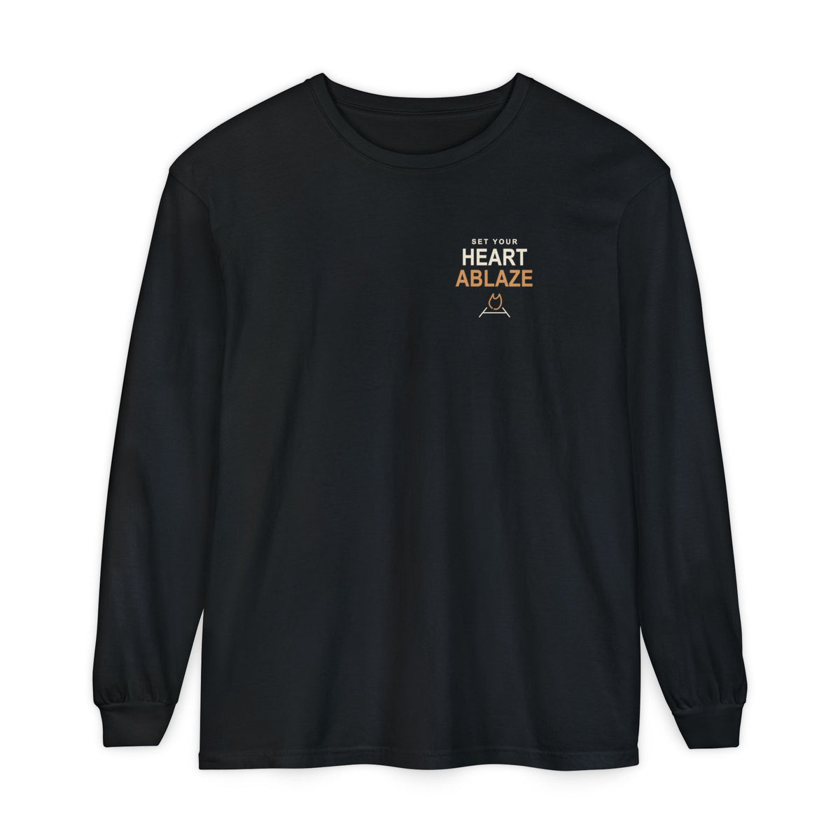 Heart Ablaze Anime Quote Long Sleeve Tee | Demon Hunter Japanese Streetwear
