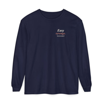 Easy Revenge Letter Quote Long Sleeve Tee | Inspired by Aki Hayakawa and Himeno from Chainsaw Man