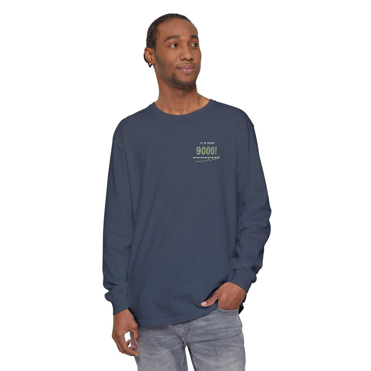 Over Nine Thousand Anime Quote Long Sleeve Tee | Power Level Japanese Streetwear