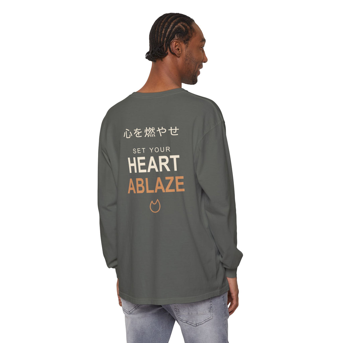 Burning Resolve Kanji Long Sleeve Tee | Inspired by Kyojuro Rengoku from Demon Slayer