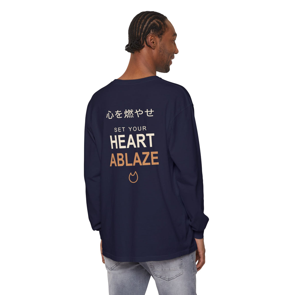Burning Resolve Kanji Long Sleeve Tee | Inspired by Kyojuro Rengoku from Demon Slayer