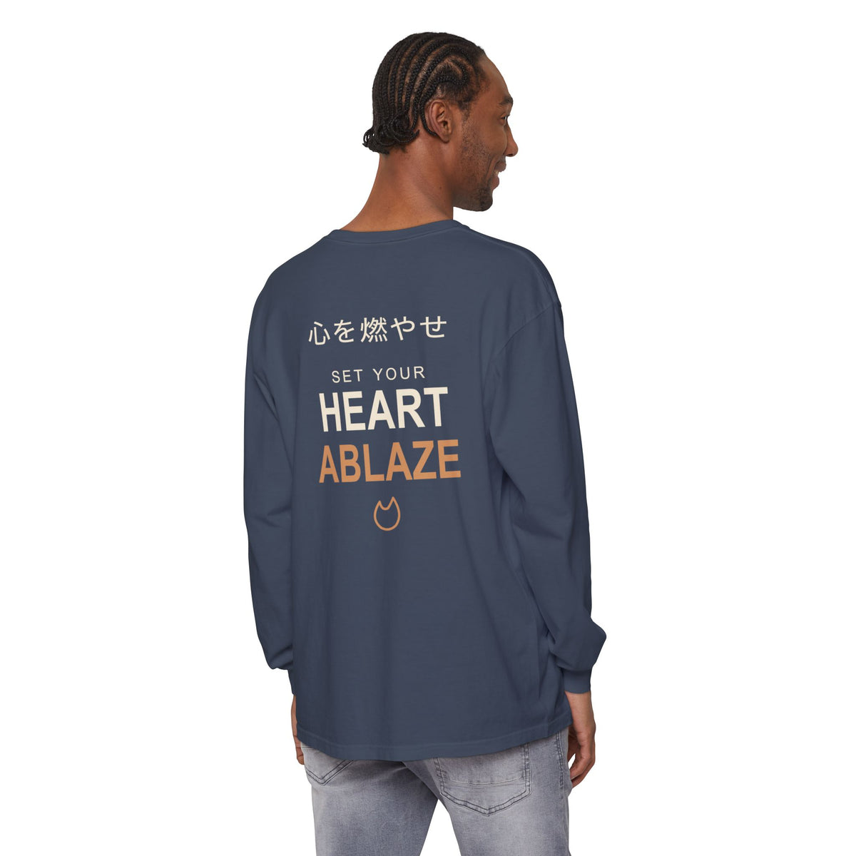 Burning Resolve Kanji Long Sleeve Tee | Inspired by Kyojuro Rengoku from Demon Slayer