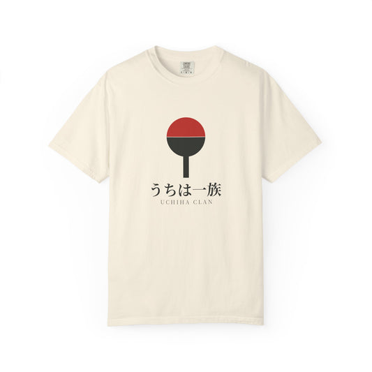 Clan Fan Crest Kanji Heavyweight Tee (Center Print) | Inspired by the Uchiha clan of Naruto