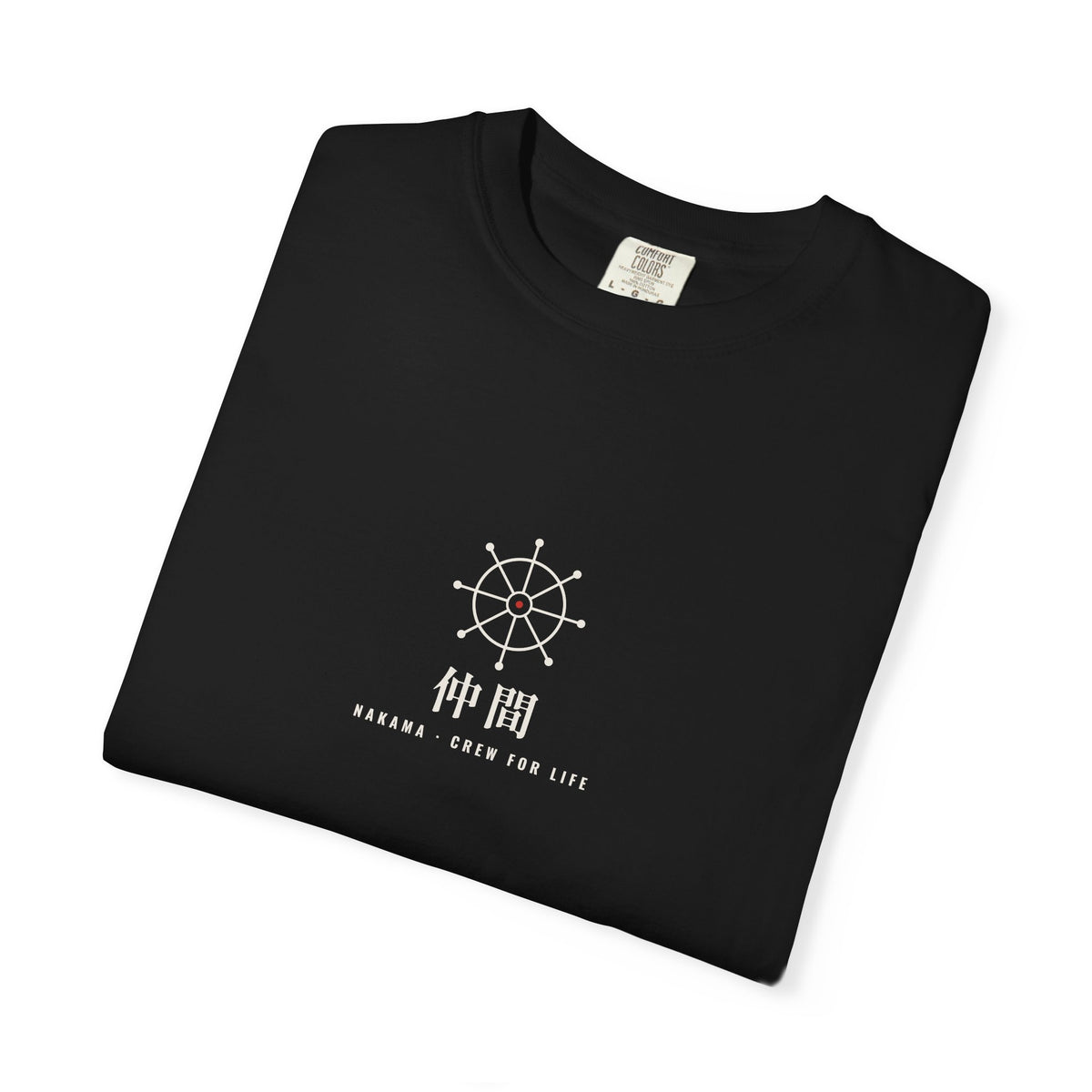 Nakama Crew Minimalist Anime Tee | Ship Wheel Kanji Pirate Streetwear Shirt