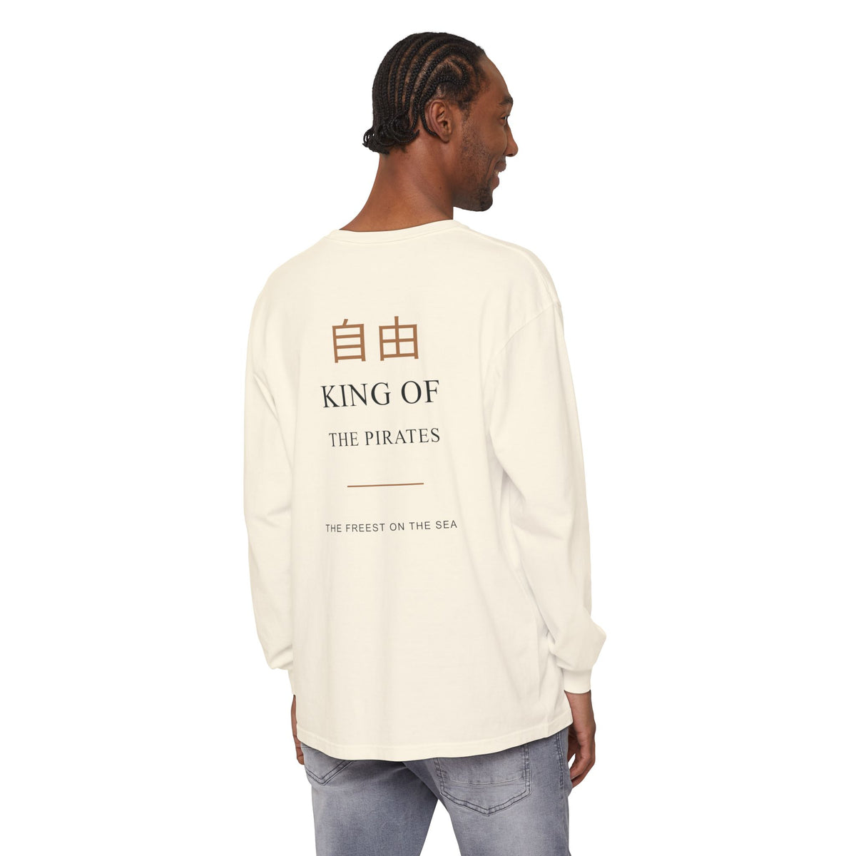 Free at Sea Kanji Anime Long Sleeve Tee | Pirate Japanese Streetwear
