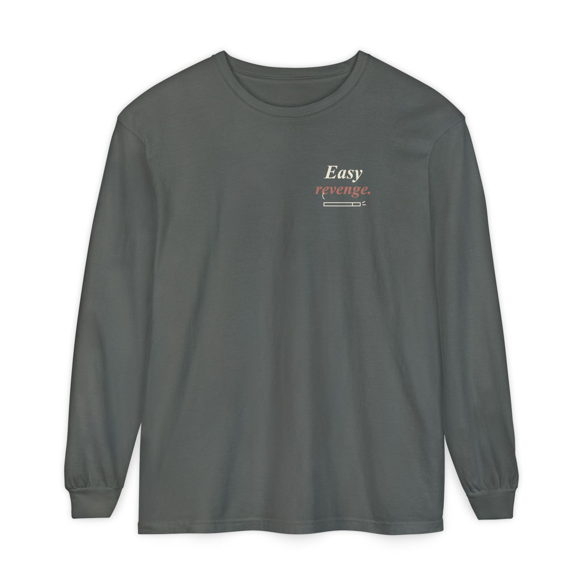 Easy Revenge Letter Quote Long Sleeve Tee | Inspired by Aki Hayakawa and Himeno from Chainsaw Man