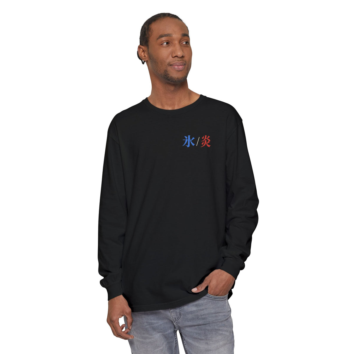 Dual Temperature Kanji Anime Long Sleeve Tee | Ice and Fire Japanese Streetwear
