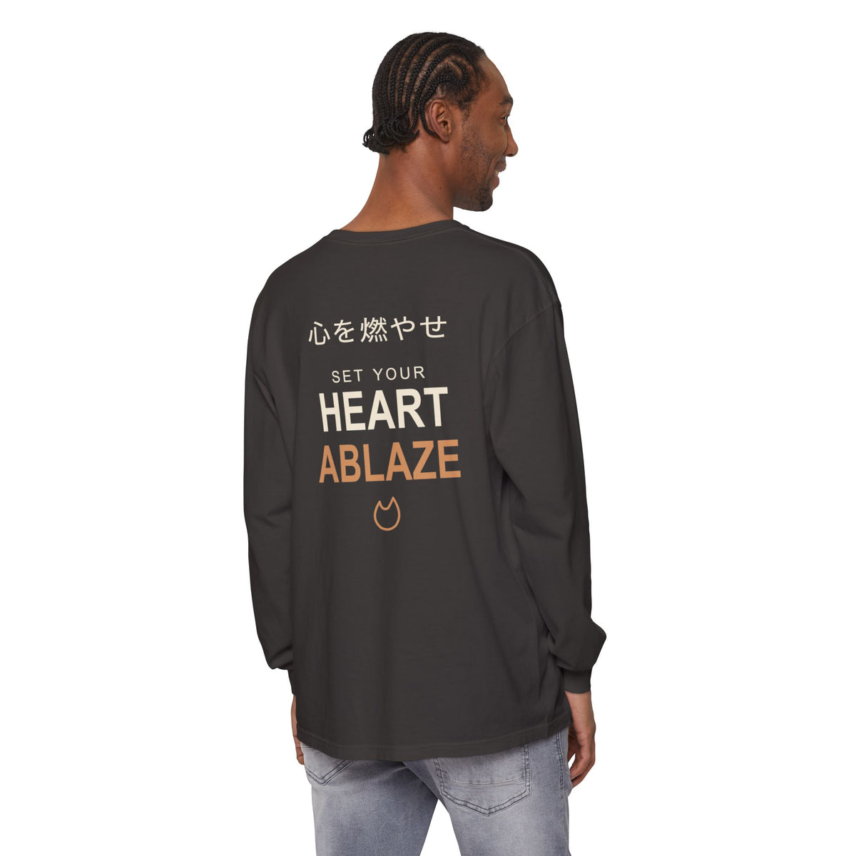 Burning Resolve Kanji Long Sleeve Tee | Inspired by Kyojuro Rengoku from Demon Slayer