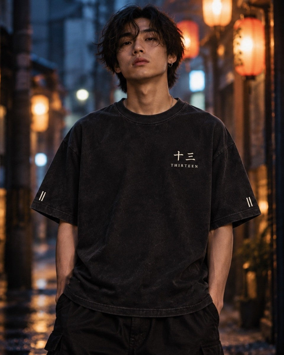 Thirteen Captain kanji heavyweight tee worn, Bleach inspired