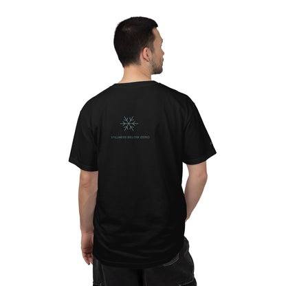 White Haze Edge Edition Heavyweight Tee in Black — studio back lifestyle — back view