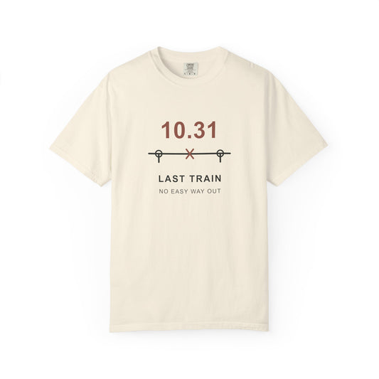 Last Train October Minimalist Heavyweight Tee (Center Print) | Inspired by the Shibuya Incident arc of Jujutsu Kaisen