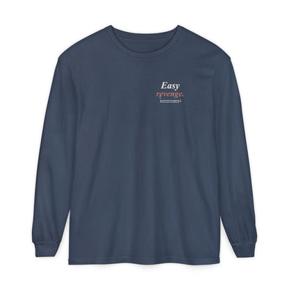 Easy Revenge Letter Quote Long Sleeve Tee | Inspired by Aki Hayakawa and Himeno from Chainsaw Man