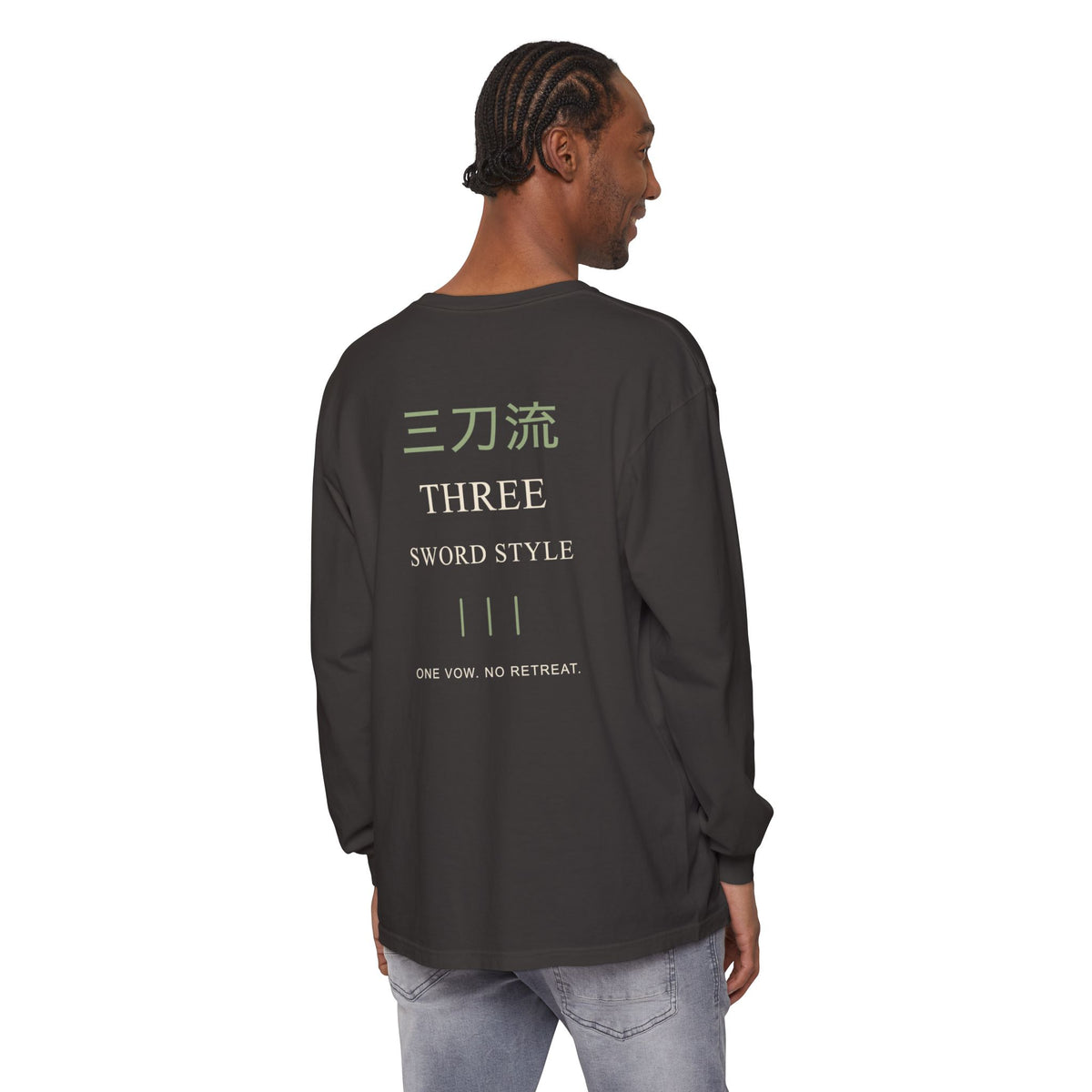 Threefold Vow Kanji Long Sleeve Tee | Inspired by Roronoa Zoro from One Piece