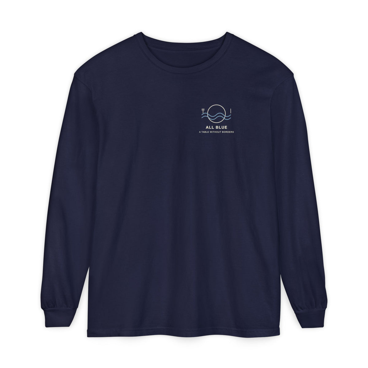 All Blue Table Minimalist Anime Long Sleeve Tee | Pirate Japanese Streetwear