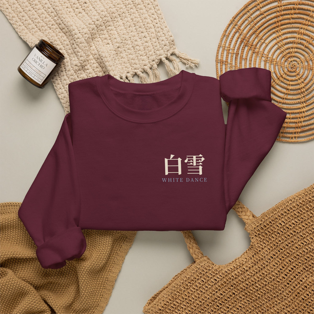 White Dance Kanji Crewneck Sweatshirt | Inspired by Rukia Kuchiki from Bleach