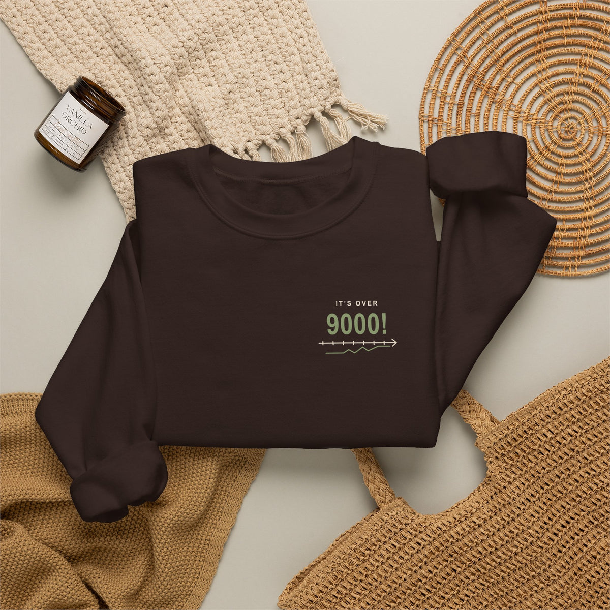 Over Nine Thousand Anime Quote Crewneck Sweatshirt | Power Level Japanese Streetwear