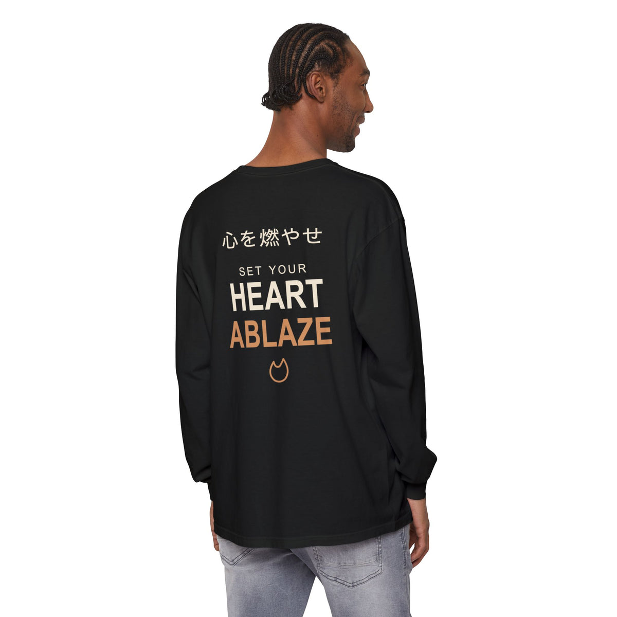 Burning Resolve Kanji Long Sleeve Tee | Inspired by Kyojuro Rengoku from Demon Slayer