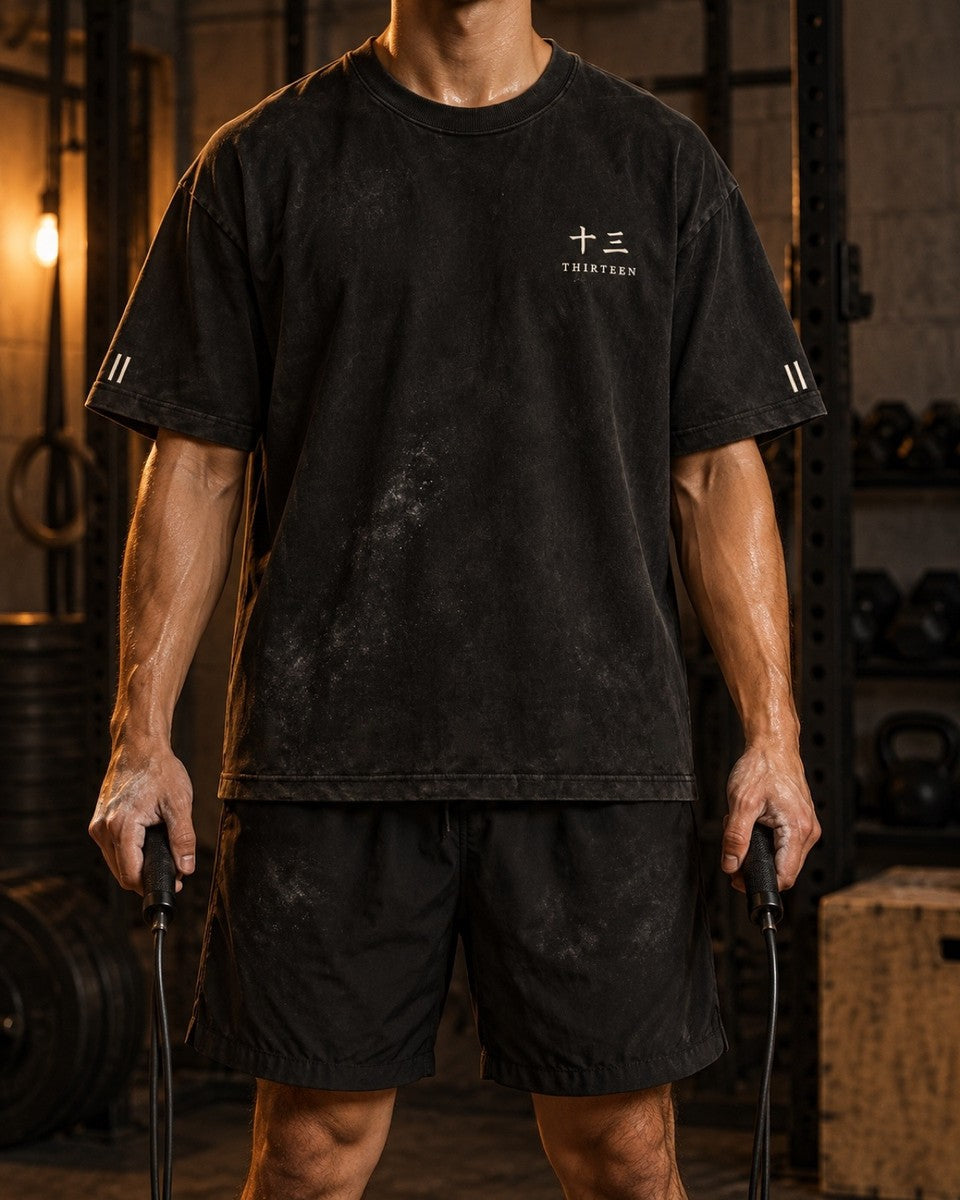 Thirteen Captain tee at the gym