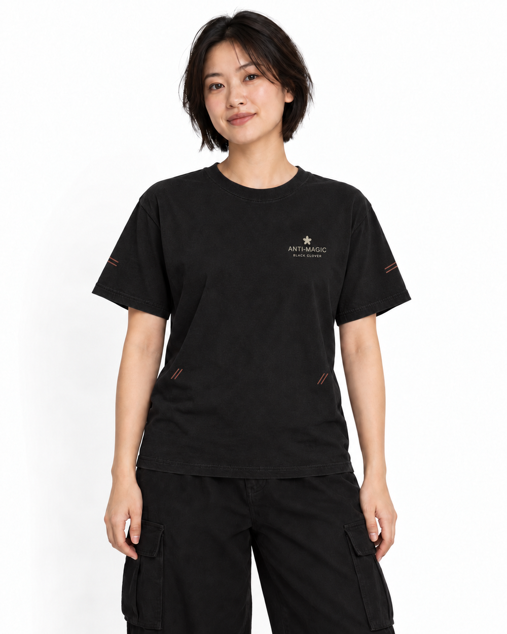 Anti-Magic Edge Edition Heavyweight Tee in Black — studio front lifestyle — front view — original model cast