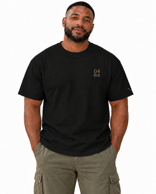 Arrival Edge Edition Heavyweight Tee in Black — studio front lifestyle — front view
