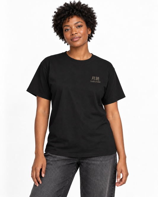 Silent Moon Edge Edition Heavyweight Tee in Black — studio front lifestyle — front view