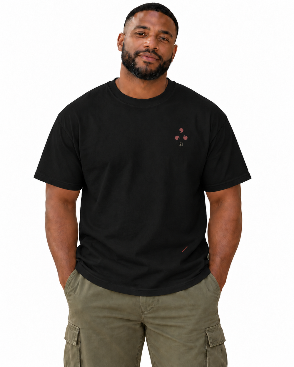 After Dark Edge Edition Heavyweight Tee in Black — studio front lifestyle — front view