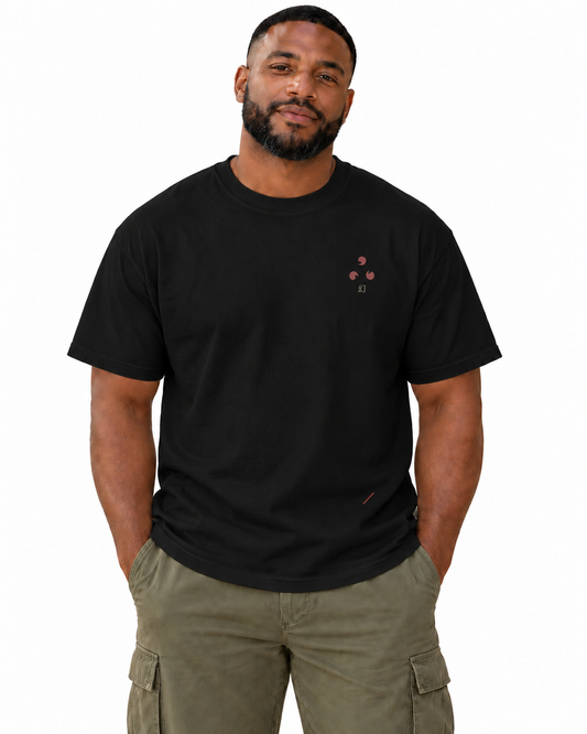 After Dark Edge Edition Heavyweight Tee in Black — studio front lifestyle — front view