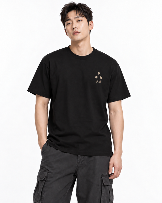 Ember Legacy Edge Edition Heavyweight Tee in Black — studio front lifestyle — front view