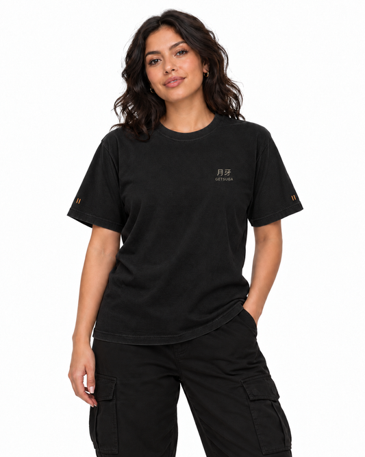 Getsuga Tensho Edge Edition Heavyweight Tee in Black — studio front lifestyle — front view — original model cast