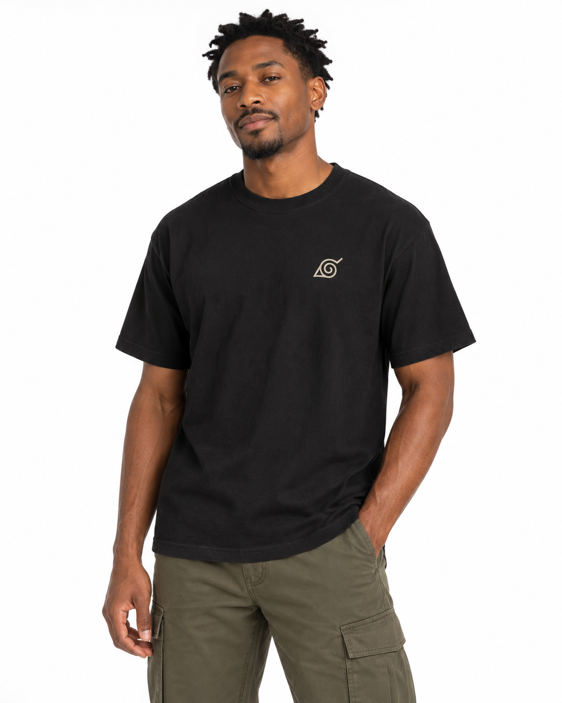 Konoha Quiet Crest black studio front lifestyle — front view