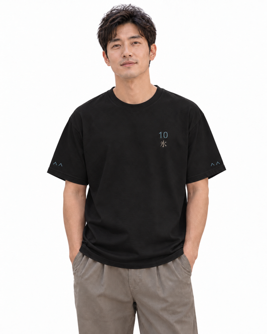Winter Command Edge Edition Heavyweight Tee in Black — studio front lifestyle — front view