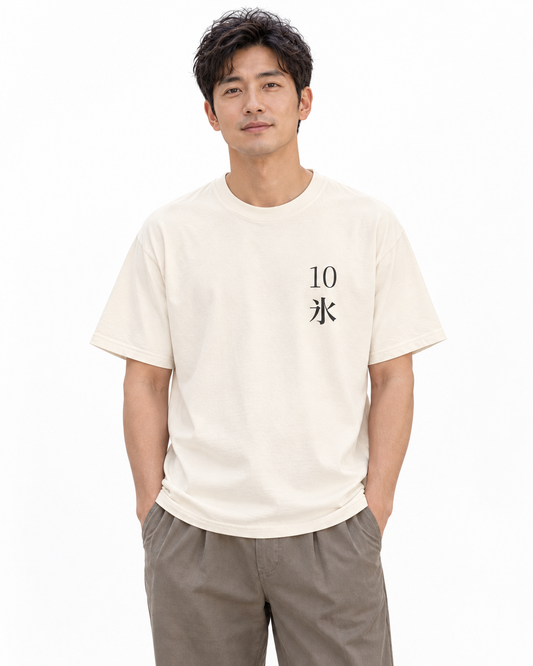 Winter Command Kanji Heavyweight Tee in Ivory — studio lifestyle front view