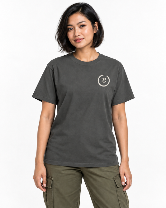 Shinobi Enso Anime Tee | Minimalist Ninja Streetwear Shirt — front view — studio lifestyle