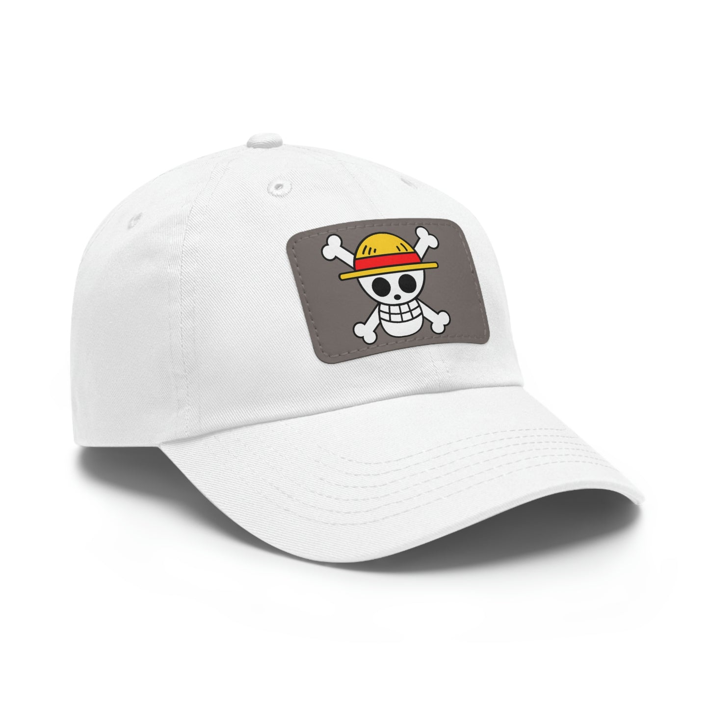 One Piece Straw Hat Dad Hat with Leather Patch