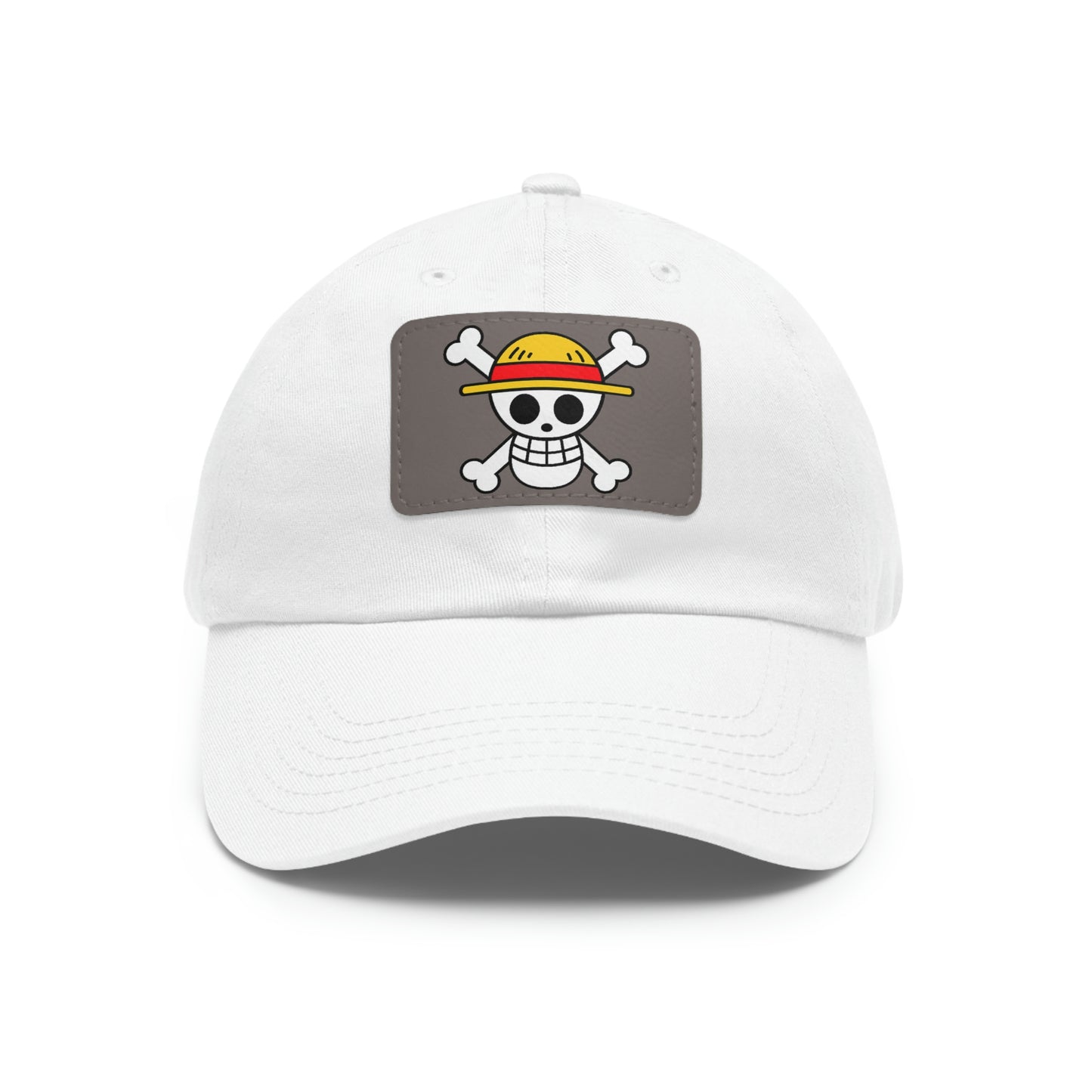 One Piece Straw Hat Dad Hat with Leather Patch